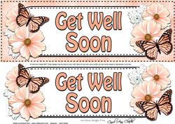 Large Dl Get Well Soon Floral Butterflies 3D Decoupage