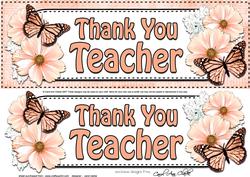 Large Dl Thank You Teacher Floral Butterflies 3D Decoupage