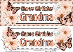 Large Dl Birthday Grandma Floral Butterflies 3D Decoupage