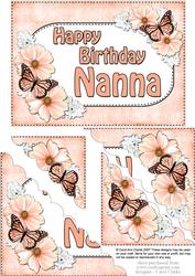 5x7 Flower & Butterfy Birthday Nanna Scallop Corner
