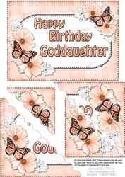 5x7 Flower & Butterfy Birthday Goddaughter Scallop Corner