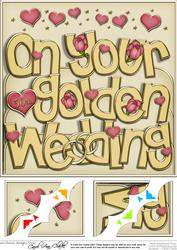 8 x 8 Golden Wedding Anniversary Scalloped Corner Topper