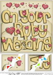 8 x 8 Ruby Wedding Anniversary Scalloped Corner Topper