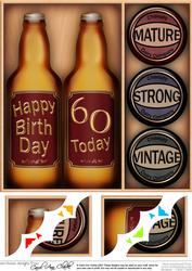 8x8 Novelty 60th Birthday Beer N Cheese Corner Stacker