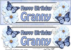 Large Dl Birthday Granny Floral Butterflies 3D Decoupage