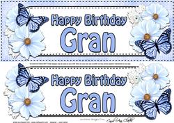 Large Dl Birthday Gran Floral Butterflies 3D Decoupage