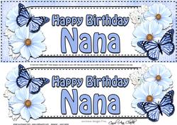 Large Dl Birthday Nana Floral Butterflies 3D Decoupage