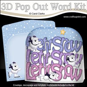 Let It Snow Polar Bears Pop Out Xmas Word Card