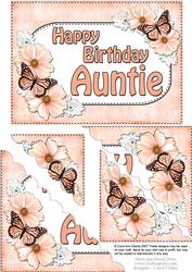 5x7 Flowers & Butterflies Birthday Auntie Scallop Corner