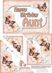 5x7 Flowers & Butterflies Birthday Aunt Scallop Corner
