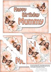 5x7 Flowers & Butterflies Birthday Mummy Scallop Corner