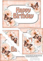5x7 Flowers & Butterflies Happy Birthday