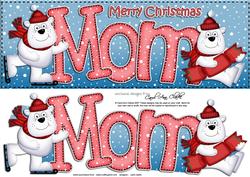 Large Dl Xmas Mom Polar Bears Quick Card 3D Decoupage