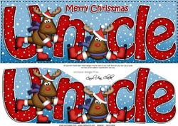 Large Dl Christmas Uncle Rudolph Quick Card 3D Decoupage