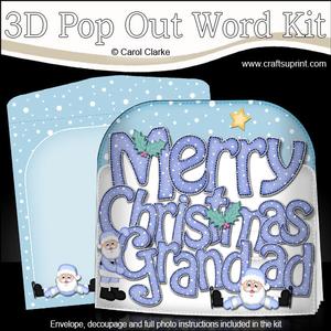 Christmas Grandad Santa Pop Out Xmas Word Card