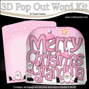 Christmas Grandma Santa Pop Out Xmas Word Card