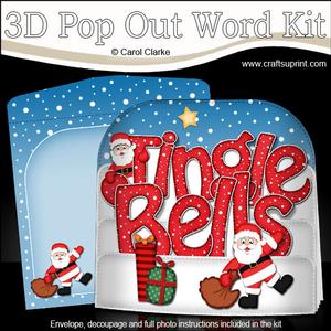 Christmas Jingle Bells Santa Pop Out Xmas Word Card