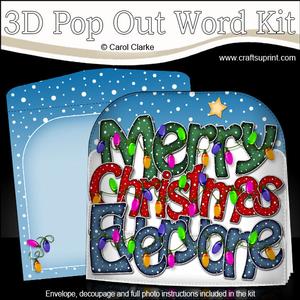 Merry Christmas Everyone Xmas Lights Pop Out Xmas Word Card