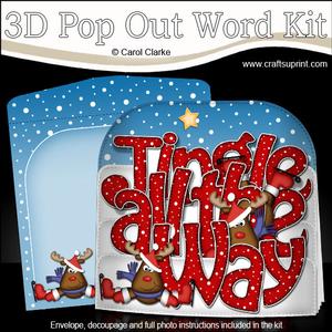 Christmas Jingle All the Way Rudolph Pop Out Xmas Word Card