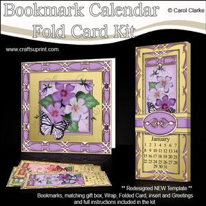 Butterfly & Violas Bookmark Calendar Fold Card Kit