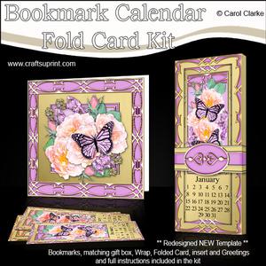 Floral Butterfly Bookmark Calendar Fold Card Kit