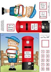 Boyz Schoolboy Zeke & Postbox Quick Card N 3D Decoupage