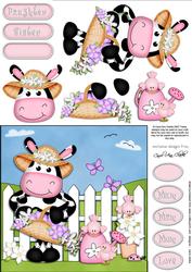 Milly Moo Cow's Flowers Quick Card & 3D Decoupage