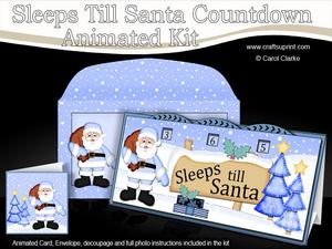 3D Xmas Santa Claus Sleeps Till Santa Countdown Card