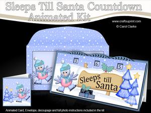 3D Xmas Skating Robin Sleeps Till Santa Countdown Card