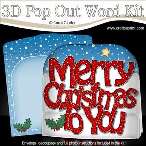 Merry Christmas to You Pop Out Xmas Word Card