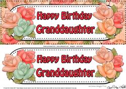 Large Dl Birthday Granddaughter Roses Card & 3D Decoupage