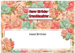 Happy Birthday Granddaughter Roses Matching Large Dl Insert