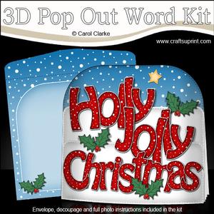 Holly Jolly Christmas Pop Out Xmas Word Card