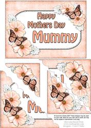 5x7 Flowers & Butterflies Mothers Day Mummy Scallop Corner