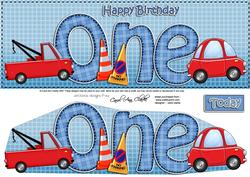 1st Birthday Cars Large Dl Quick Card N 3D Decoupage