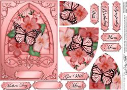 Pretty Violas & Butterfly Fancy Arch Shaped Pyramid Sheet