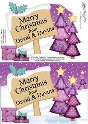 Xmas Personalised David & Davina A5 Quick Card 3D Decoupage