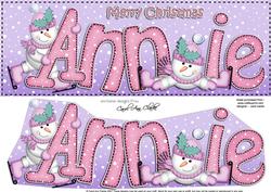 Merry Christmas Annie Snowmen Large Dl & 3D Decoupage