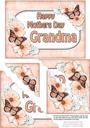 5x7 Flowers & Butterflies Mothers Day Grandma Scallop Corner
