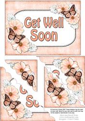 5x7 Flowers & Butterflies Get Well Soon Scallop Corner
