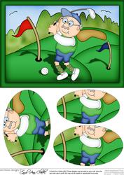 A5 Old Man Bert Plays Golf Oval Pyramage Topper