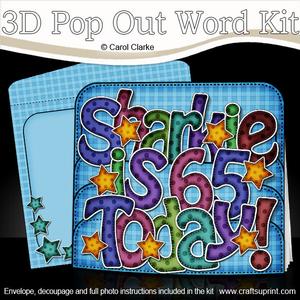3D Sharkie is 65 with Stars Pop Out Word Card