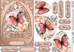 Pretty Butterflies & Flowers Fancy Arch Shaped Pyramid Sheet