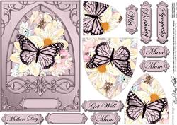 Pastel Butterflies & Flowers Fancy Arch Shaped Pyramid Sheet