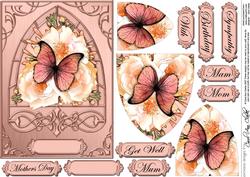 Butterfly & Wild Roses Fancy Arch Shaped Pyramid Sheet