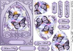 Butterflies & Wild Roses Fancy Arch Shaped Pyramid Sheet