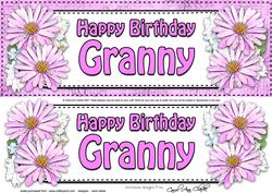 Large Dl Birthday Granny Daisies Floral 3D Decoupage