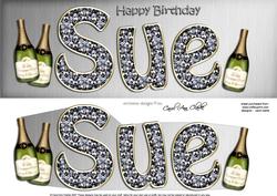 Birthday Sue Champagne Large Dl 3D Decoupage