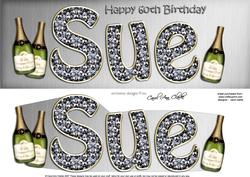 60th Birthday Sue Champagne Large Dl 3D Decoupage