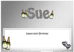 60th Birthday Sue Champagne Matching Large Dl Insert